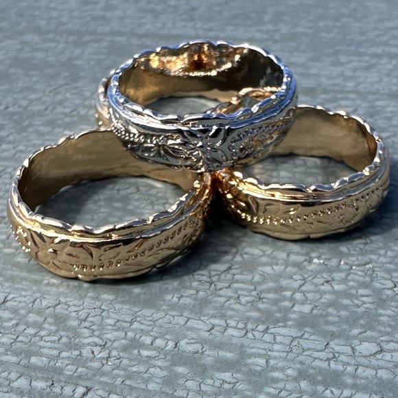 Hawaiian Heirloom Heritage Scroll 14K Gold Plated Plumeria Ring - Picture 5 of 6